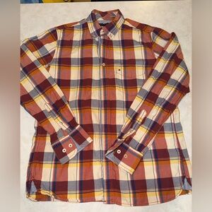 Tommy Hilfiger Men Long Sleeve Custom Fit Plaid Button Down Casual Shirt Size S